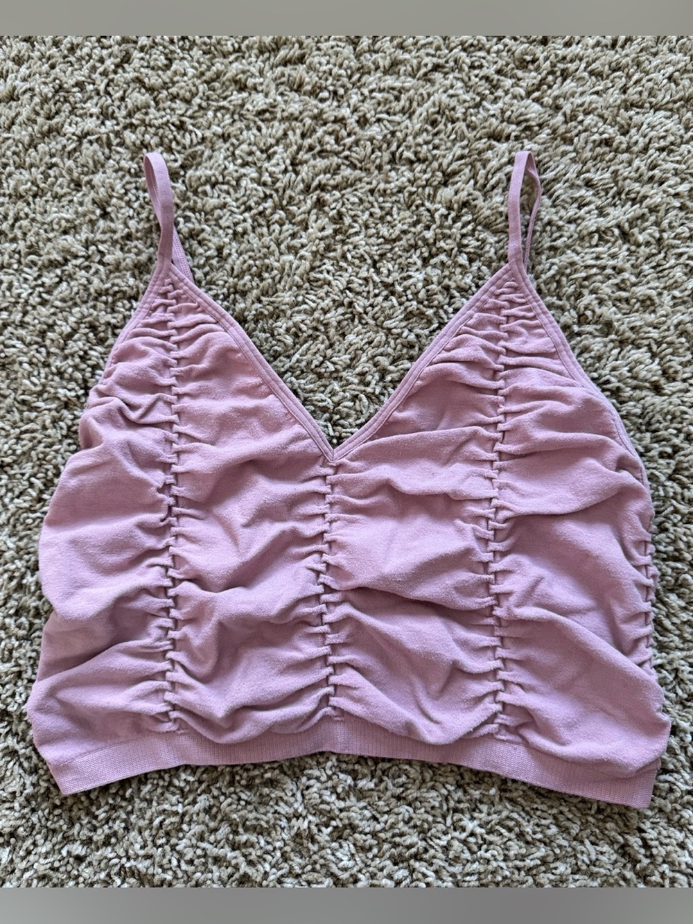 Dusty Pink Ruched V-Neck Camisole